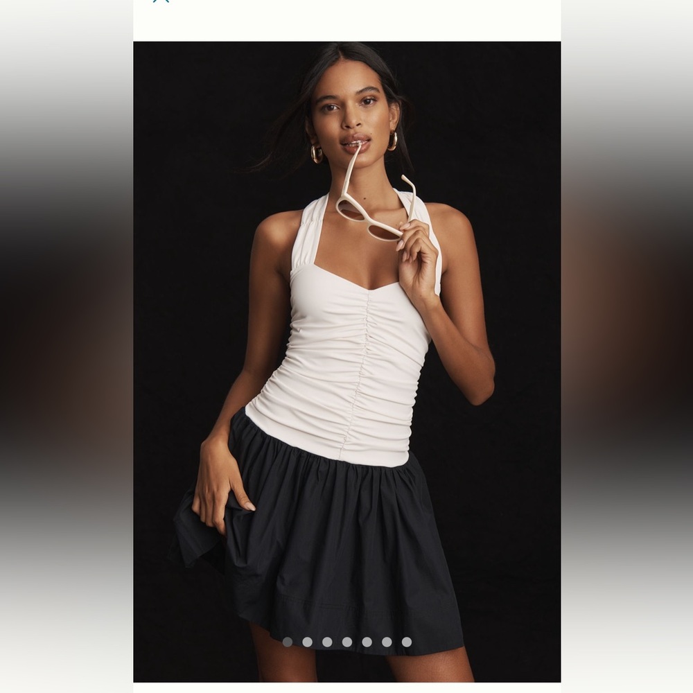 Maeve Halter Twofer Mini Dress - Black & White Pattern (NWT, Sold Out)